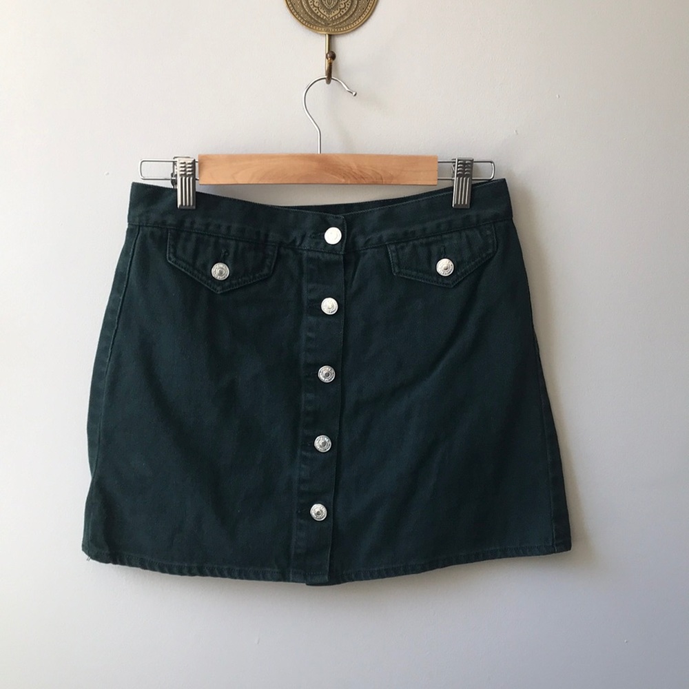Forest Green Button Down Skirt